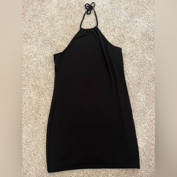Black Sleeveless Halter Sheath Dress - Picture 1 of 4